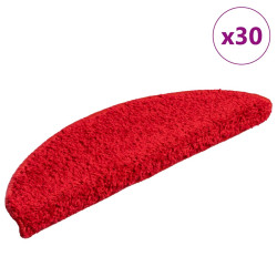 Tapetes de escada 30 peças 56x17x3 cm vermelho semicircular