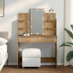 Toucador com luzes LED 96x40x142 cm cor carvalho artisiano