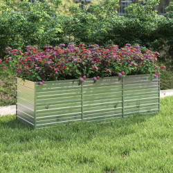 Canteiro elevado de jardim 240x80x77cm aço galvanizado prateado