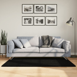 Tapete pelo curto macio e lavável huarte 80x150 cm preto