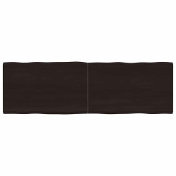 Tampo de mesa com bordas vivas maciço tratado castanho-escuro