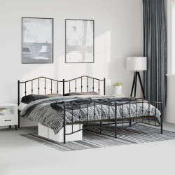 Estrutura de cama com cabeceira e pés 193x203 cm metal preto