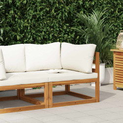 Sofá de canto seccional e almofadão branco nata acácia maciça