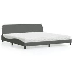 Cama com colchão dover 200x200 cm tecido cinzento-escuro