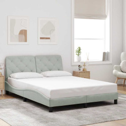 Estrutura de cama sem colchão 140x200 cm veludo cinzento-claro