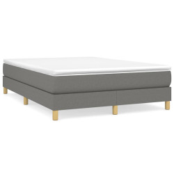 Estrutura de cama com molas 140x200 cm tecido cinzento-escuro