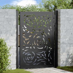 Portão de jardim preto 100x125 cm aço design chama