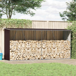 Abrigo jardim p/ arrumação de troncos aço 330x84x152cm castanho