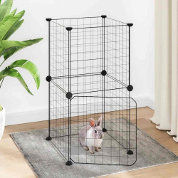 Gaiola p/ animais de 8 painéis c/ porta 35x35 cm aço preto