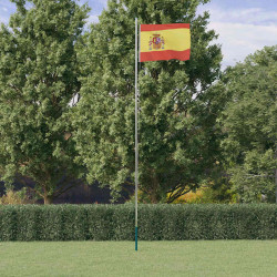 Bandeira da espanha e mastro 6,08 m alumínio