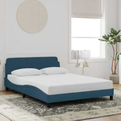 Estrutura de cama com cabeceira dover 120x200 cm veludo azul