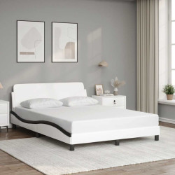 Estrutura de cama dover 140x200 couro artif. branco/preto