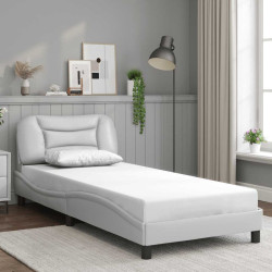 Estrutura de cama sem colchão hvar 90x200 cm couro artificial branco