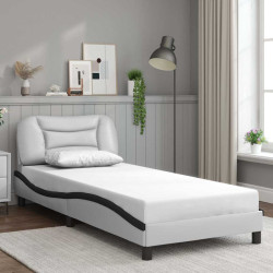 Estrutura de cama sem colchão hvar couro artificial branco e preto