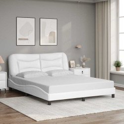 Estrutura de cama sem colchão hvar 160x200 cm couro artificial branco