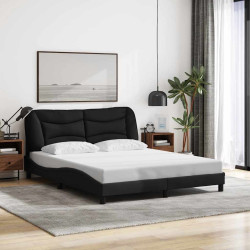 Estrutura de cama sem colchão hvar 160x200 cm tecido preto