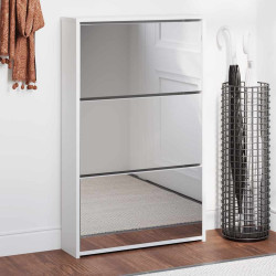 Sapateira 3 divisórias com espelho 63x17x102,5 cm branco