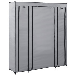 Roupeiro c/ compartimentos e varões 150x45x176 cm tecido cinza