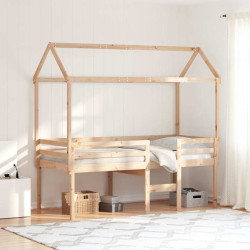 Cama alta com telhado 90x200 cm pinho maciço