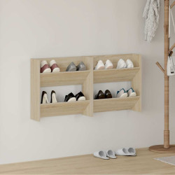 Sapateiras de parede 2 pcs 60x18x60cm contrapl. carvalho sonoma