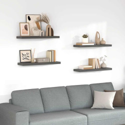 Prateleiras de parede suspensas 4 pcs 80x23,5x3,8cm MDF cinza