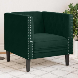 Sofá chesterfield veludo verde-escuro