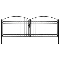 Portão de cerca assen porta dupla com topo arqueado em aço 400x150 cm