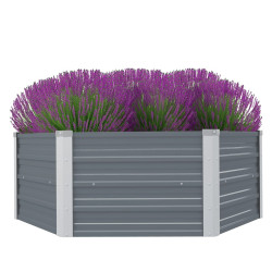 Canteiro jardim elevado 129x129x45cm aço galvanizado cinzento