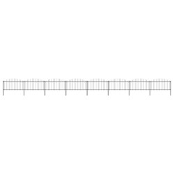 Cerca de jardim com topo em forma de lança em aço 1339x150 cm, preta