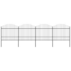 Cerca de jardim com topo em forma de lança em aço 671x175 cm, preta