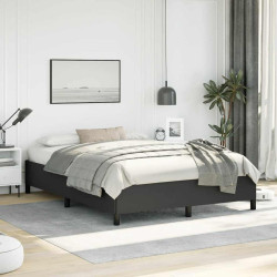 Estrutura de cama sem colchão, preta, tamanho queen, 152x203 cm, em couro sintético