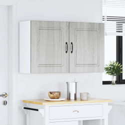 Armários de parede para cozinha, 2 peças, kalmar, cinza, madeira engenheirada sonoma
