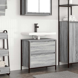 Gabinete para lavatório com gavetas, cinza, sonoma, 60x34,5x60 cm