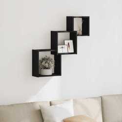Prateleiras de parede em forma de cubo, carvalho preto, 68x15x68 cm, madeira engenheirada