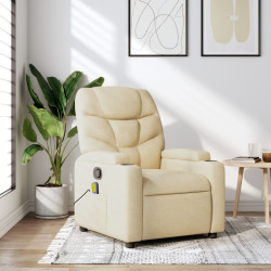 Poltrona de massagem reclinável em tecido creme