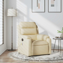 Poltrona de massagem reclinável em tecido creme