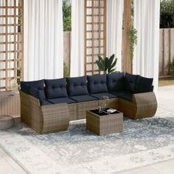 Conjunto de sofá de jardim com 8 peças e almofadas em rattan sintético cinza