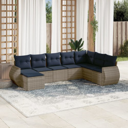 Conjunto de sofá de jardim com 8 peças e almofadas em rattan sintético cinza