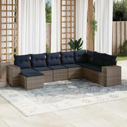 Conjunto de sofá de jardim com 8 peças e almofadas em rattan sintético cinza