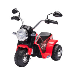 Motocicleta Elétrica Infantil com 3 Rodas Triciclo a Bateria 6V para Crianças de 18-36 Meses com Farol Buzina 72x57x56cm Vermelh