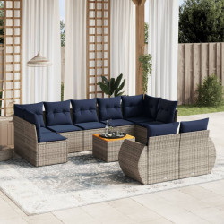Conjunto de sofá de jardim com 10 peças e almofadas em rattan sintético cinza