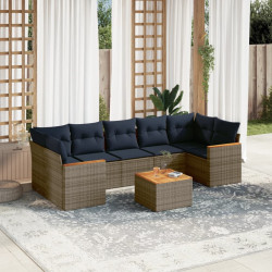 Conjunto de sofá de jardim com 8 peças e almofadas em rattan sintético cinza