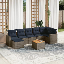 Conjunto de sofá de jardim com 8 peças e almofadas em rattan sintético cinza