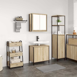 Conjunto de móveis para banheiro com 2 peças em madeira engenheirada carvalho sonoma