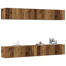 Conjunto de 4 peças de móvel para TV de parede, madeira antiga, 100x30x30 cm
