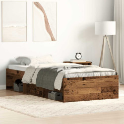 Estrutura de cama sem colchão, madeira engenheirada, 75x190 cm