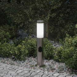 Luminária de poste com tomada, 50 cm, aço inoxidável, IP44