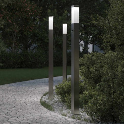Luminárias de balizamento com sensor, 3 unidades, 110 cm, aço inoxidável, IP44