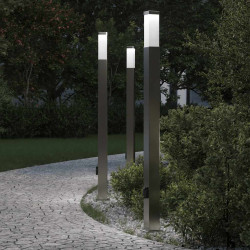 Luminárias de poste com tomada, 3 peças, 110 cm, aço inoxidável, IP44