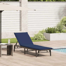 Espreguiçadeira com almofada em rattan sintético cinza